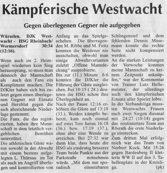 Kämpferische Westwacht