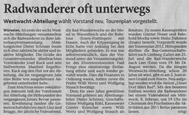 RadWanderabteilung stellt Tourenplan vor