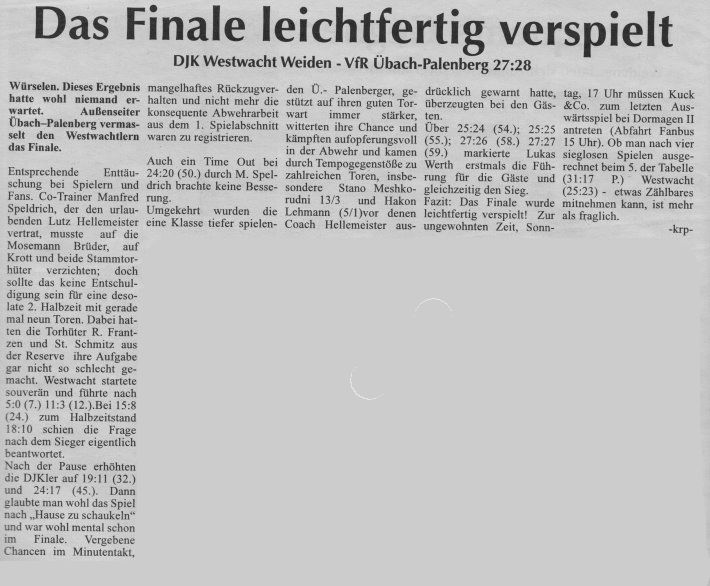 Finale leichtfertig verspielt