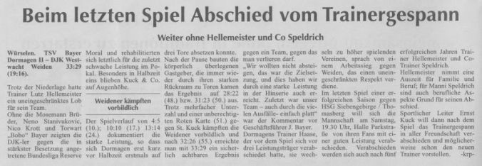 Abschied vom Trainergespann