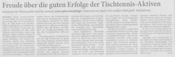 Abteilungsversammlung Tischtennis 2012