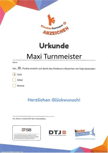 Urkunde Kinderturnabzeichen